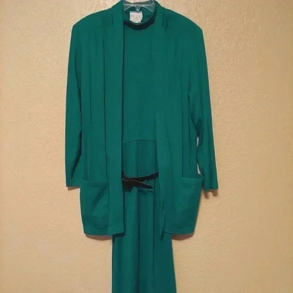 Petrina and Company green vintage dress with jacket  size 14 - Picture 1 of 8